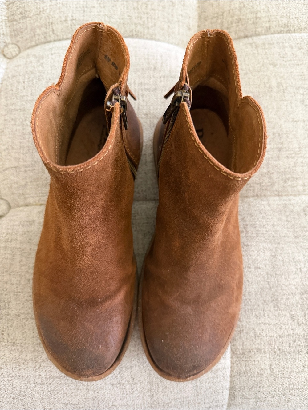 Born Tan Suede Ankle Boots with Side Zipper - Picture 4 of 11